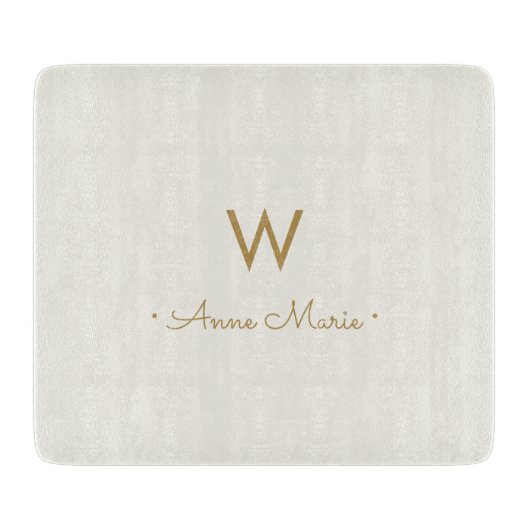 Modern ivory Gold Script Monogram Snijplank (Voorkant)