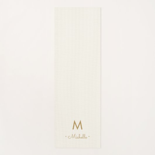 Modern Ivory Gold Script Monogram Yogamat (Voorkant)