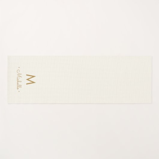 Modern Ivory Gold Script Monogram Yogamat (Voorkant (horizontaal))
