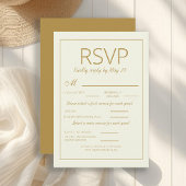 Modern Ivory Gold Wedding RSVP Meal Choice
