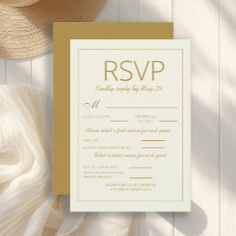 Modern Ivory Gold Wedding RSVP Meal Choice Kaartje