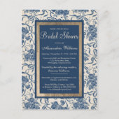 Modern  Ivory Navy Bloemen Vrijgezellenfeest Uitnodiging Briefkaart (Voorkant)