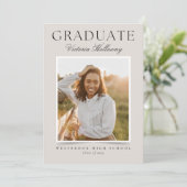 Modern Ivory One Photo Graduation Announcement Kaart (Staand voorkant)