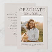 Modern Ivory One Photo Graduation Announcement Kaart (Voorkant / Achterkant)