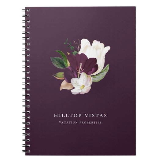 Modern Ivory Paars Floral Bouquet Plum Notitieboek (Voorkant)