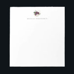 Modern Ivory Plum Floral Bouquet Notitieblok<br><div class="desc">Moderne en elegante ivoorwitte en paarse bloemetachtige vormgeving van de logo van Ivoorwit en pruimen,  gepersonaliseerd notitieblok met naam. De de doopvontstijl en kleur van de tekst kunnen worden aangepast.</div>
