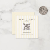 Modern Ivory QR Code Wedding Online RSVP Notitiekaartje (Voorkant / Achterkant in situ)