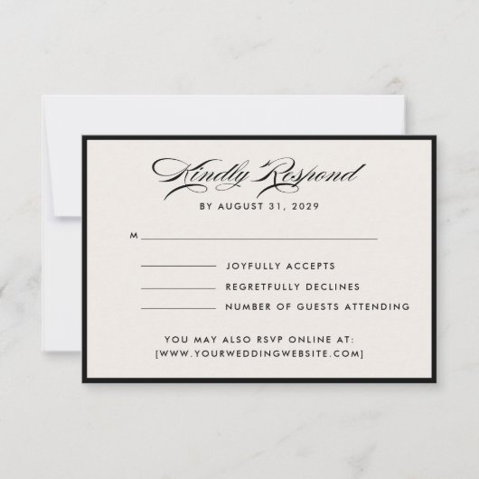 Modern Ivory Script RSVP Card Kaart (Voorkant)