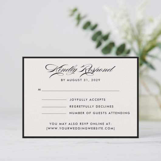 Modern Ivory Script RSVP Card Kaart (Staand voorkant)