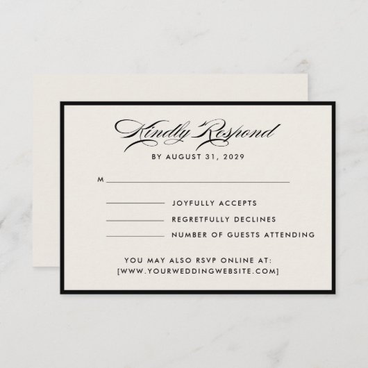 Modern Ivory Script RSVP Card Kaart (Voorkant / Achterkant)