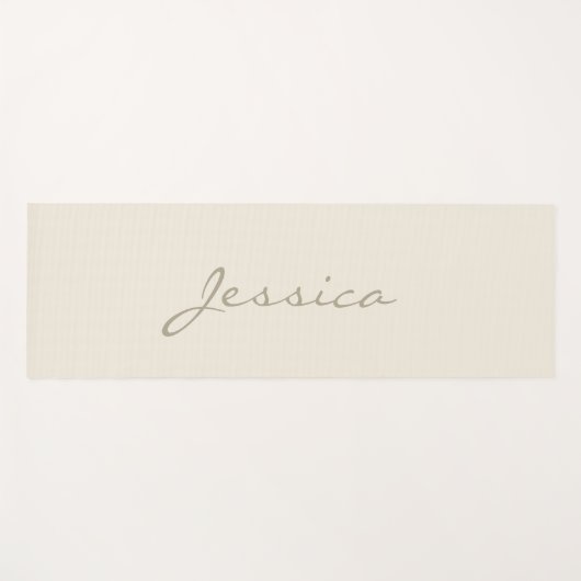 Modern Ivory Simple Minimalist Name Yogamat (Voorkant (horizontaal))