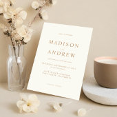 Modern Ivory Tan Elegant Wedding Kaart