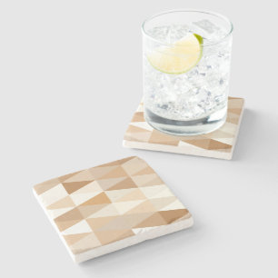 Modern ivory Taupe Grey Tan Brown Triangle Patroon Stenen Onderzetter