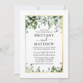 Modern Ivy Sage Greenery Foto Gold Wedding Kaart (Voorkant)