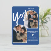 Modern ja 2 foto's boogblauw verloving aankondiging (Staand voorkant)