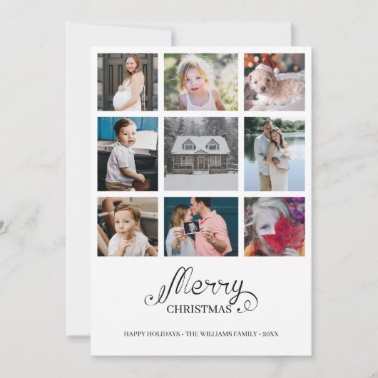 Modern jaar in Review 9 Foto Collage Holiday Card Kaart (Voorkant)