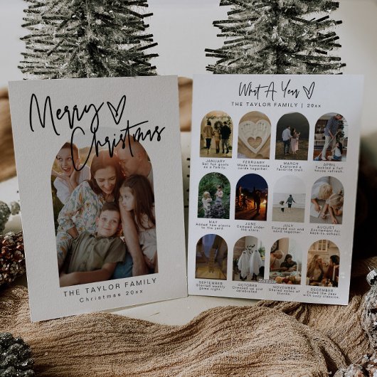 Modern Jaar In Review Foto Kerst Kaart