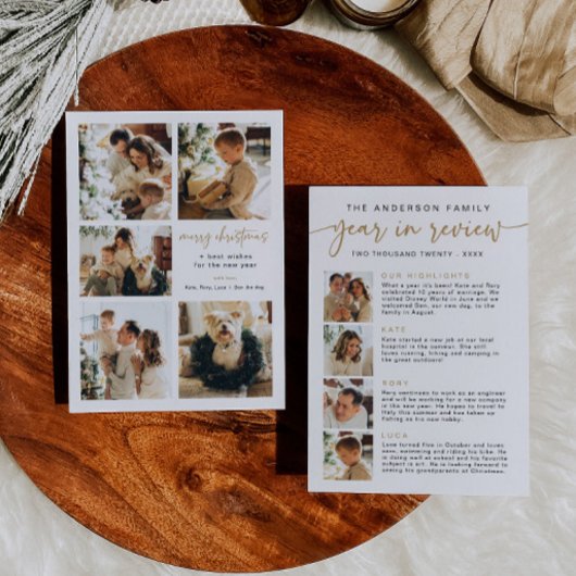 Modern Jaar in Review Kaart Familienieuws Gold Sim