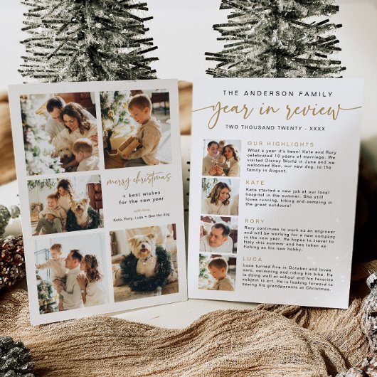 Modern Jaar in Review Kaart Familienieuws Gold Sim