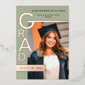 Modern Jade Graduation Announcement Rose Gold foil Folie Feestdagenkaart (Voorkant)