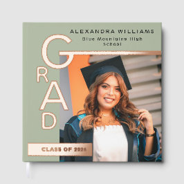 Modern Jade Graduation Photo Rose Gold Gastenboek