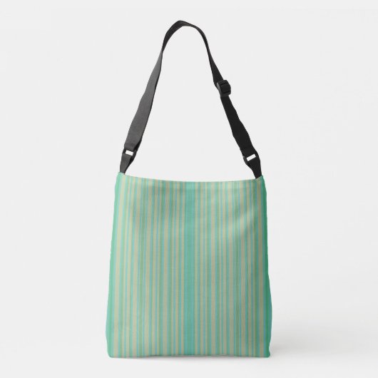 Modern Jade Green Striped All-Over-Print Crossbody Tas (Achterkant)