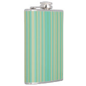 Modern Jade Green Striped Vinyl Wrapped Flask, 8oz Heupfles (Rechts)