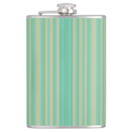 Modern Jade Green Striped Vinyl Wrapped Flask, 8oz Heupfles