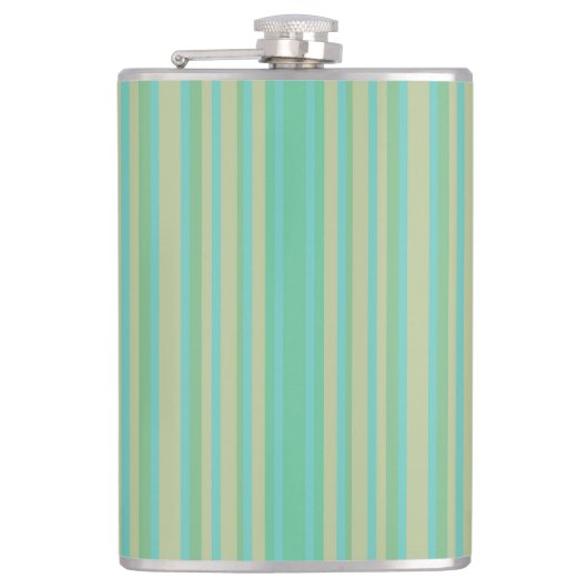 Modern Jade Green Striped Vinyl Wrapped Flask, 8oz Heupfles (Voorkant)
