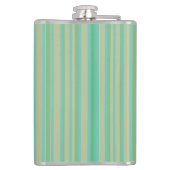 Modern Jade Green Striped Vinyl Wrapped Flask, 8oz Heupfles (Achterkant)