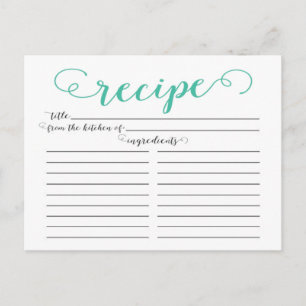 Modern Jade Script Vrijgezellenfeest Recipe Cards Briefkaart