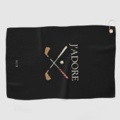 Modern J'adore I Love Golf Zwart Golfhanddoek (Horizontaal)