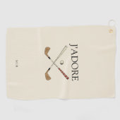 Modern J'adore Ik hou van Golf Creamy White Golfhanddoek (Horizontaal)