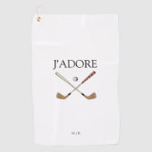 Modern J'adore Ik hou van Golf Golfhanddoek (Voorkant)