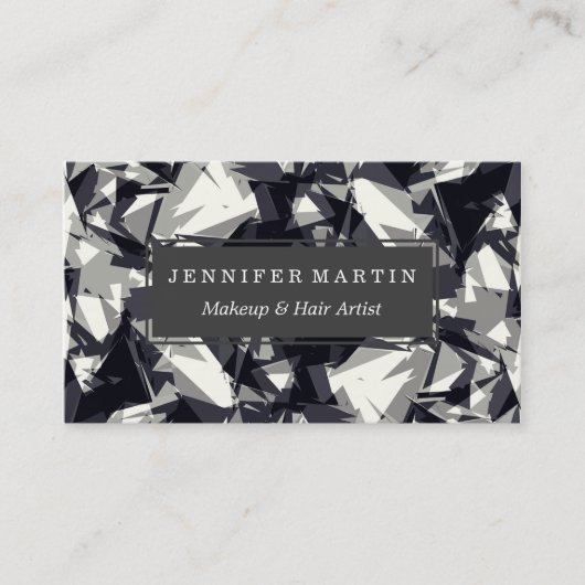 Modern Jagged Black Grey and White Geometric Visitekaartje (Voorkant)