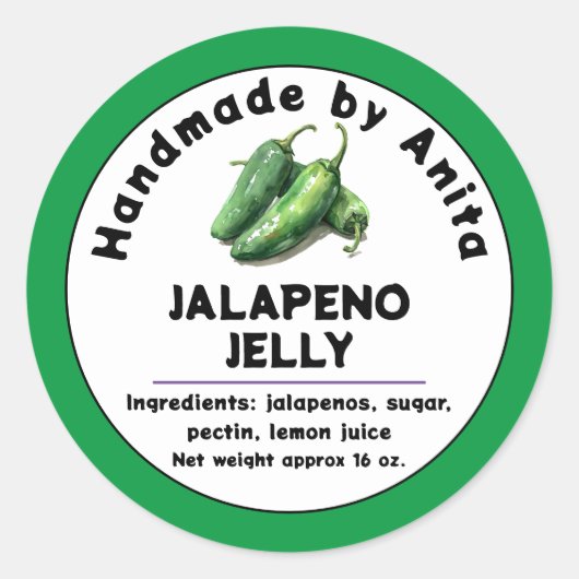 Modern Jalapeno Jam of Jelly Canning Jar Label (Voorkant)
