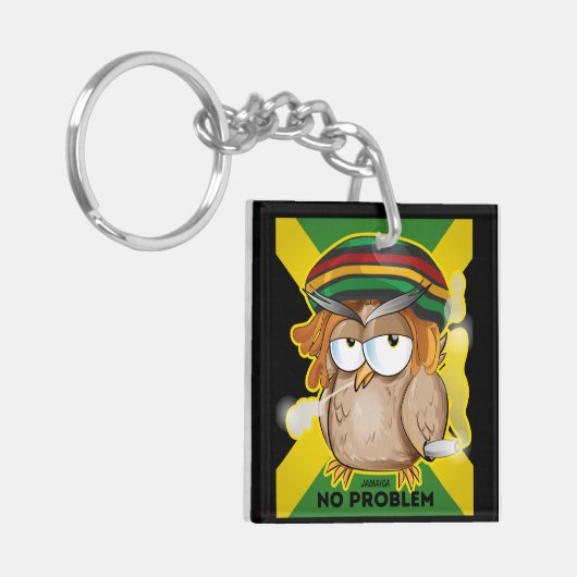 Modern Jamaica Geen probleem Grappig Uil Roken Sleutelhanger (Voorkant Links)