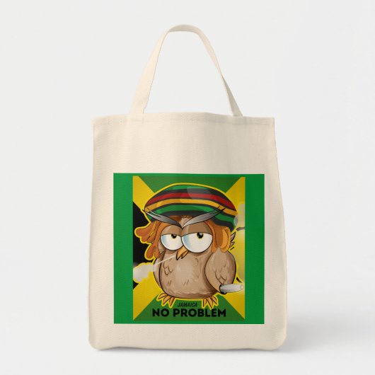 Modern Jamaica Geen probleem Grappige Roken Uil Tote Bag (Voorkant)