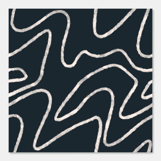 Modern Japandi-style line art in cream and black.  Behang (Voorkant)