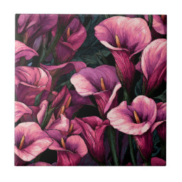 Modern Japanese Calle Lilies  Tiles   Tegeltje