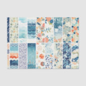Modern Japanese Indigo Pattern Collage Sampler Tissuepapier (Voorkant)
