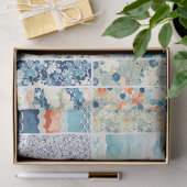 Modern Japanese Indigo Pattern Collage Sampler Tissuepapier