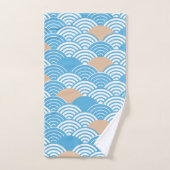 Modern Japanese Seigaiha Waves & Rising Sun  Bad Handdoek (Handdoek)