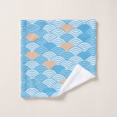 Modern Japanese Seigaiha Waves & Rising Sun  Bad Handdoek (Wasdoekje)