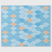 Modern Japanese Seigaiha Waves & Rising Sun Cadeaupapier (Vlak)