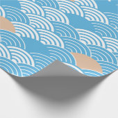 Modern Japanese Seigaiha Waves & Rising Sun Cadeaupapier (Hoek)
