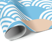 Modern Japanese Seigaiha Waves & Rising Sun Cadeaupapier (Rol Hoek)