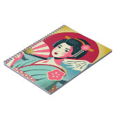 Modern Japanese Ukiyoe Style Kimono Geisha Girl Notitieboek (Linkerzijde)