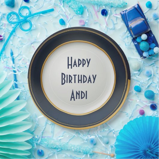 Modern Japans blauw en goudkeramisch ontwerp Papieren Bordje (Feest)