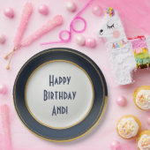 Modern Japans blauw en goudkeramisch ontwerp Papieren Bordje (Feest)